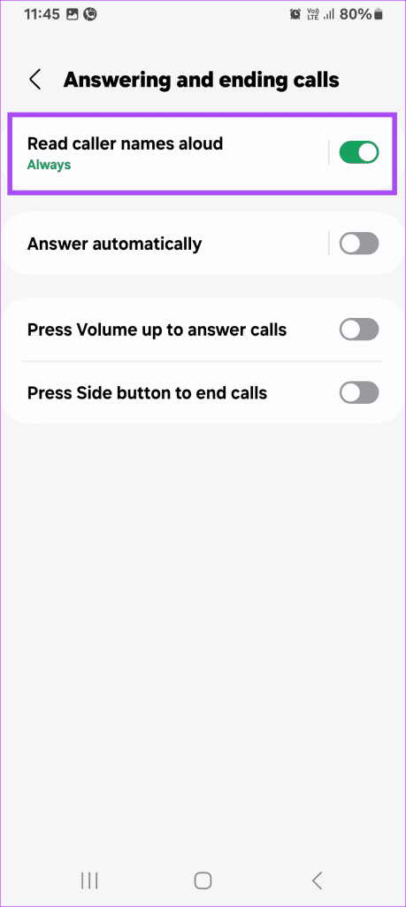 Enable Caller ID Announcement in Samsung Dialer