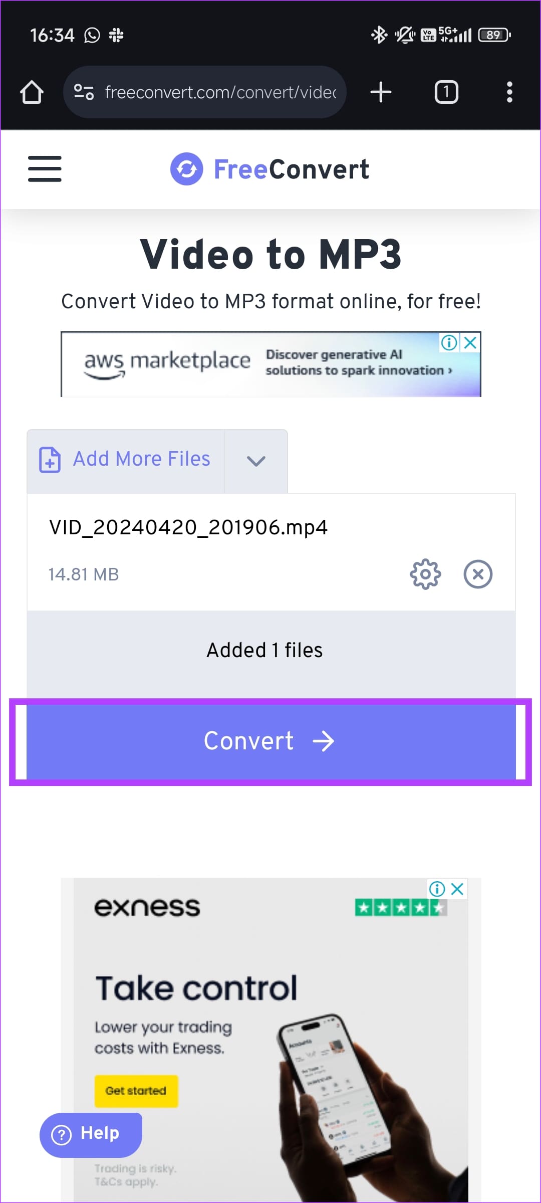 Videoni convert qilish