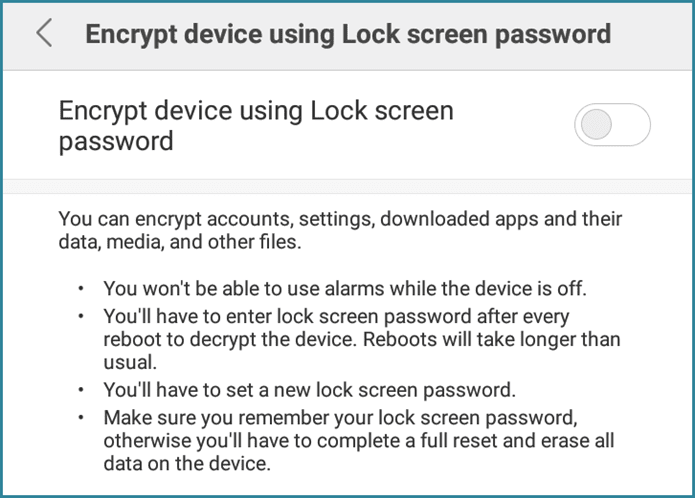 Android sozlamalar menyusi