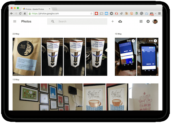 Google Photos interfeysi