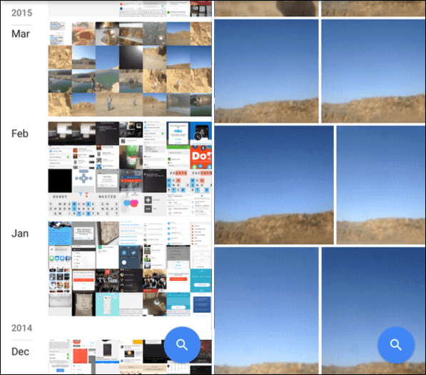 Google Photos iOS ilovasi interfeysi