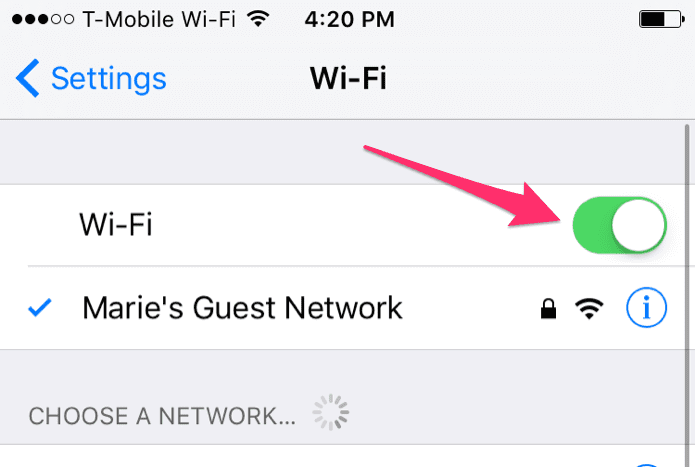 Wi-Fi-ni o'chirish va yoqish