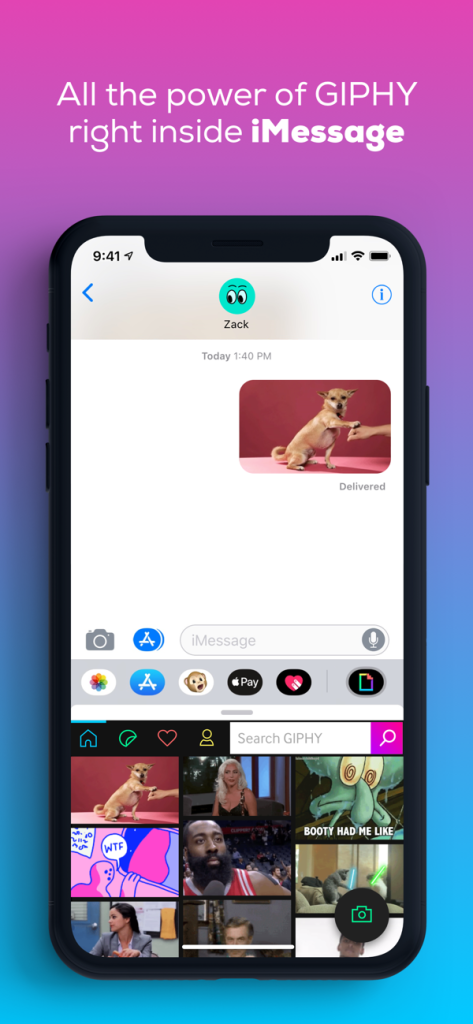 Giphy iMessage plagin interfeysi