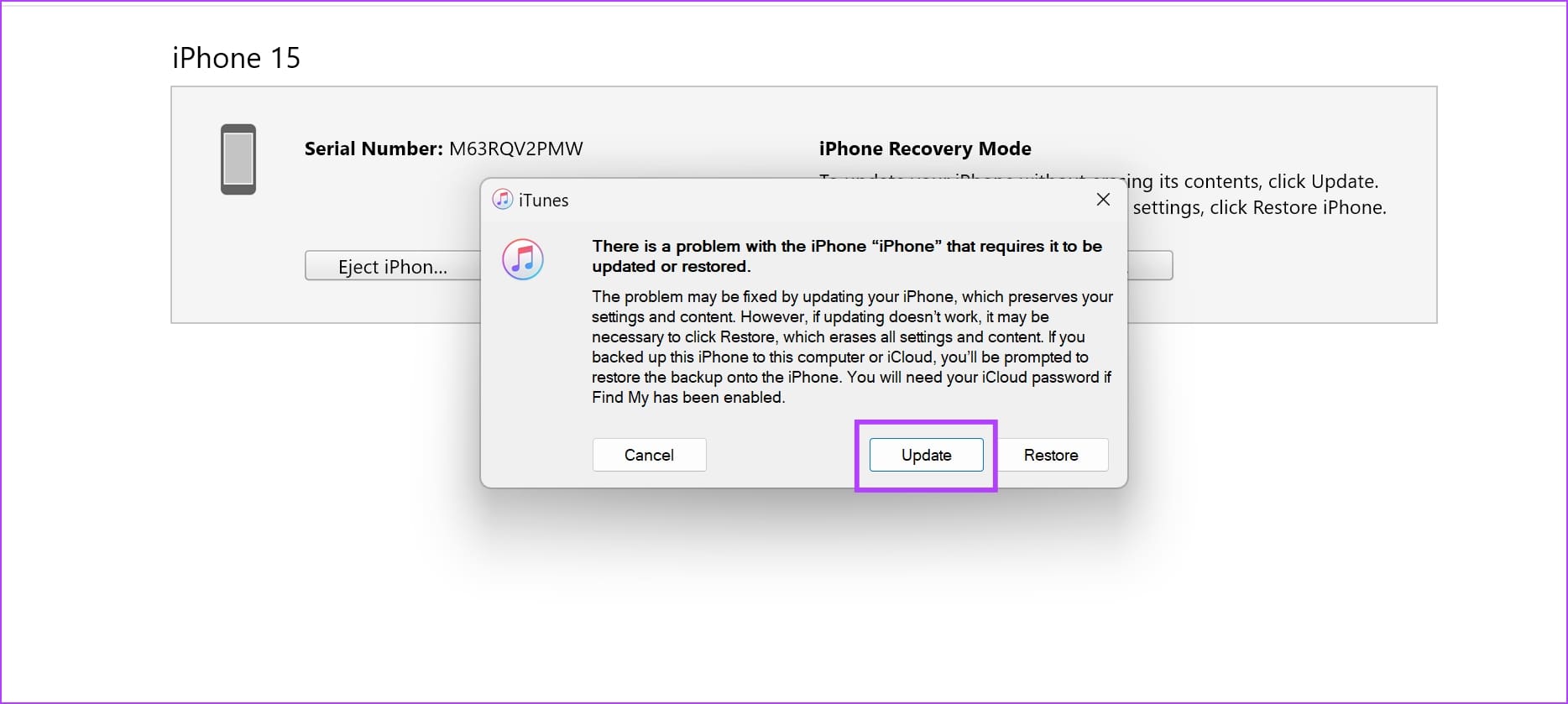 iTunes orqali yangilash