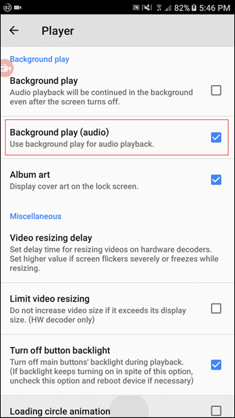 Background play funksiyasi